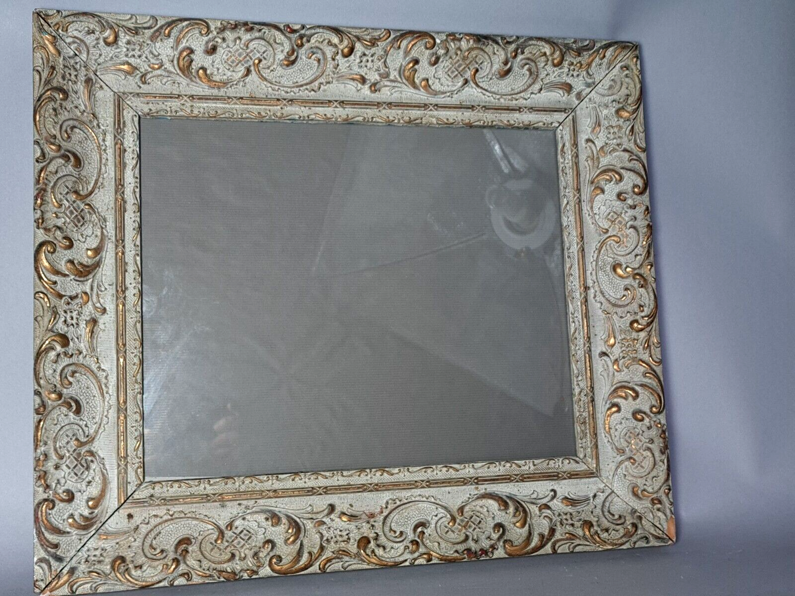 Old frame patinated stucco wood 58x50 foliage 41x33 or 34 cm + glass SB183