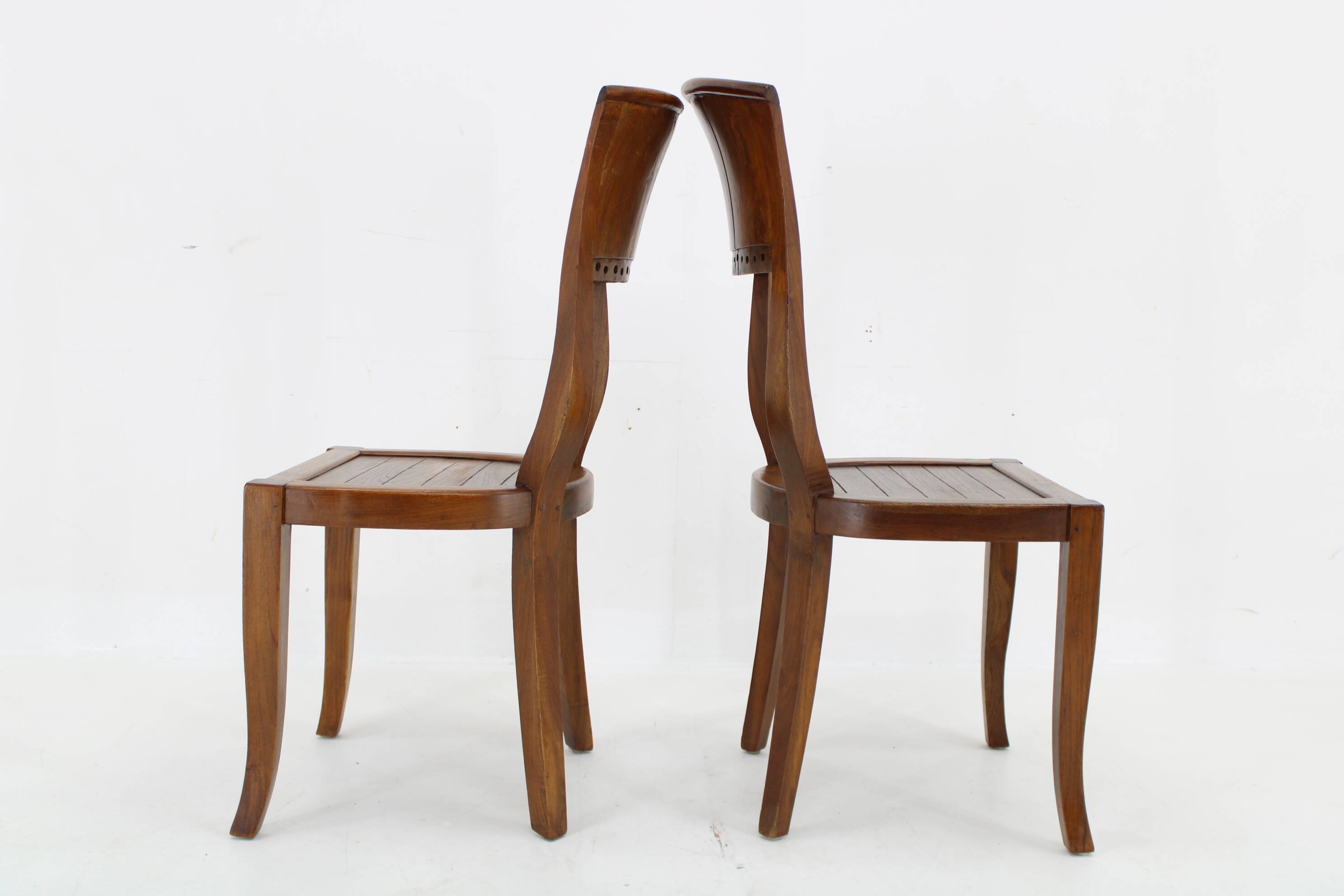 1980s Pair of Solid Teak Chairs, India
