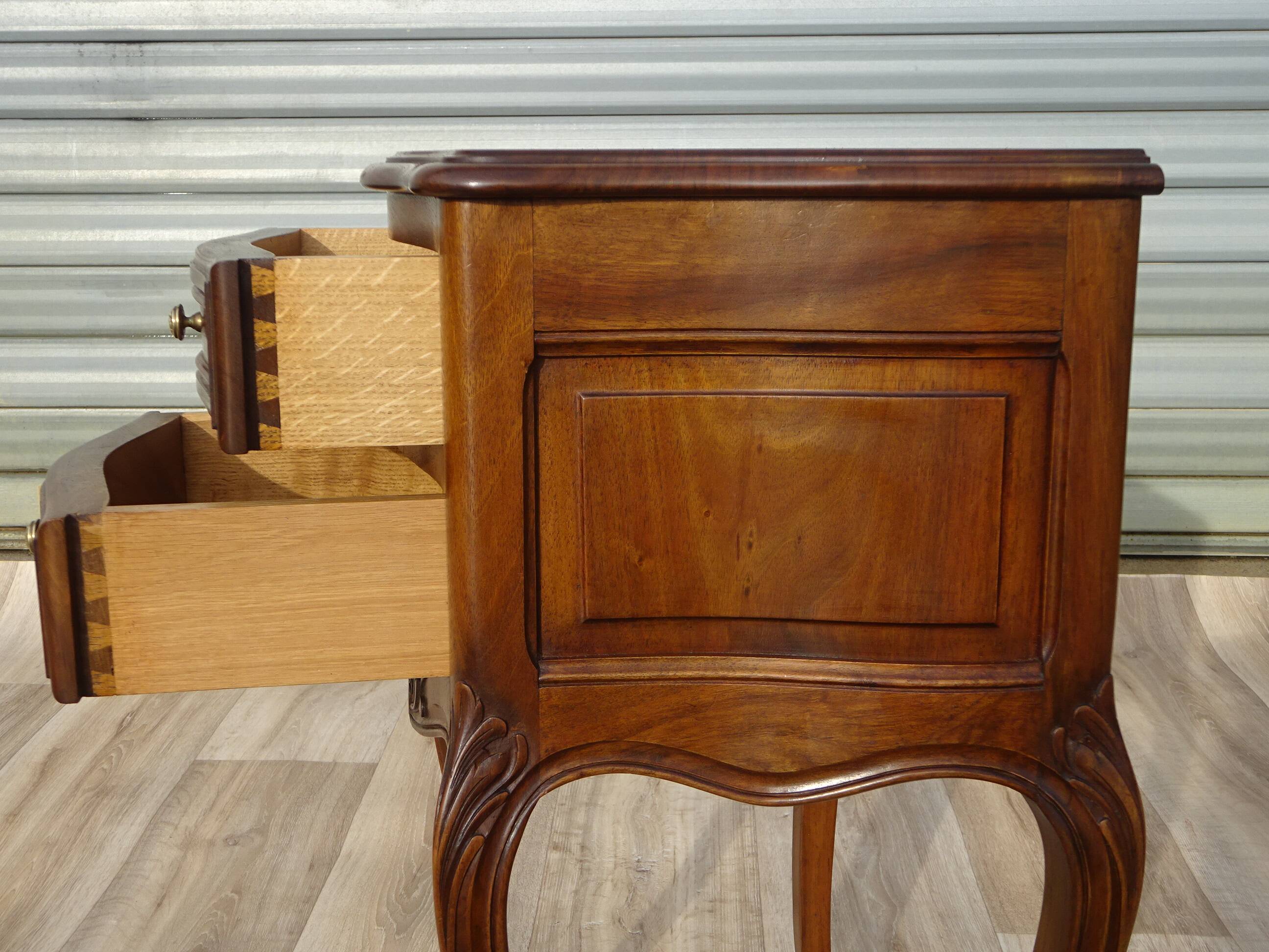 Louis XV bedside table in solid walnut