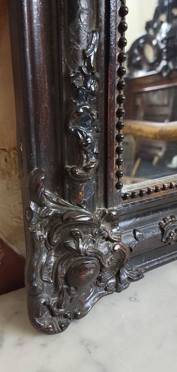 Large 19th-century lacquered wooden mirror