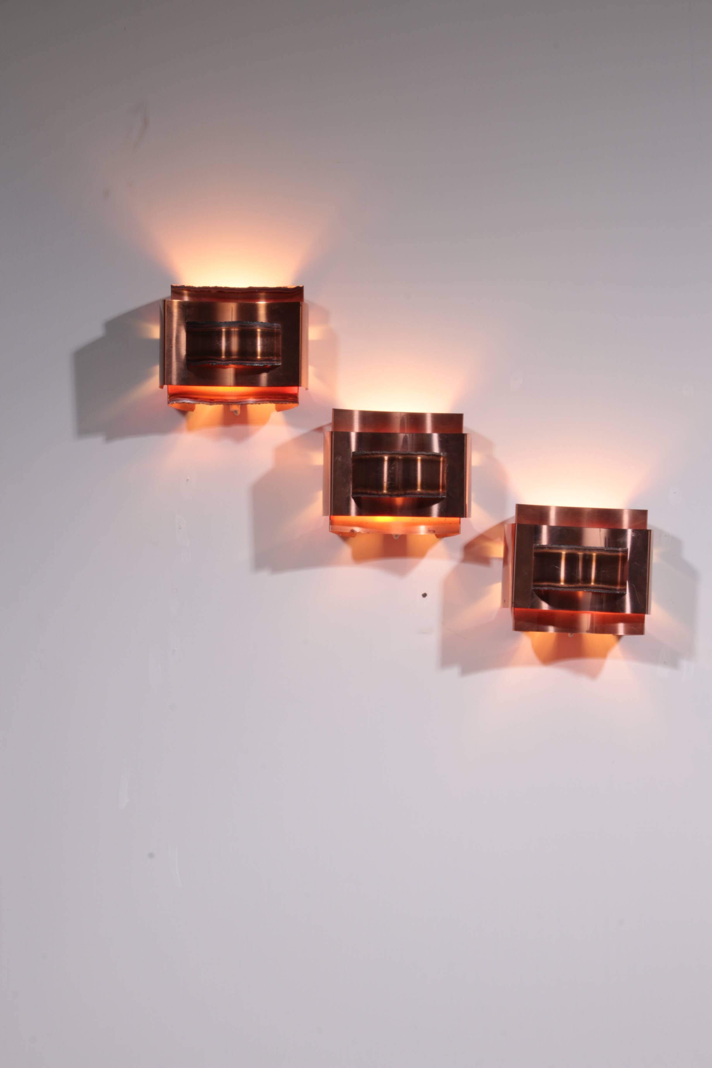 Wall lamps Svend Aage Holm Sørensen brutalist and copper,1960