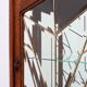 French Art Deco Oak Cabinet with Beveled Leaded Glass, ca. 1920