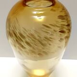 Straw Colored Murano Glass Vase attr. to Fratelli Toso with Aventurine