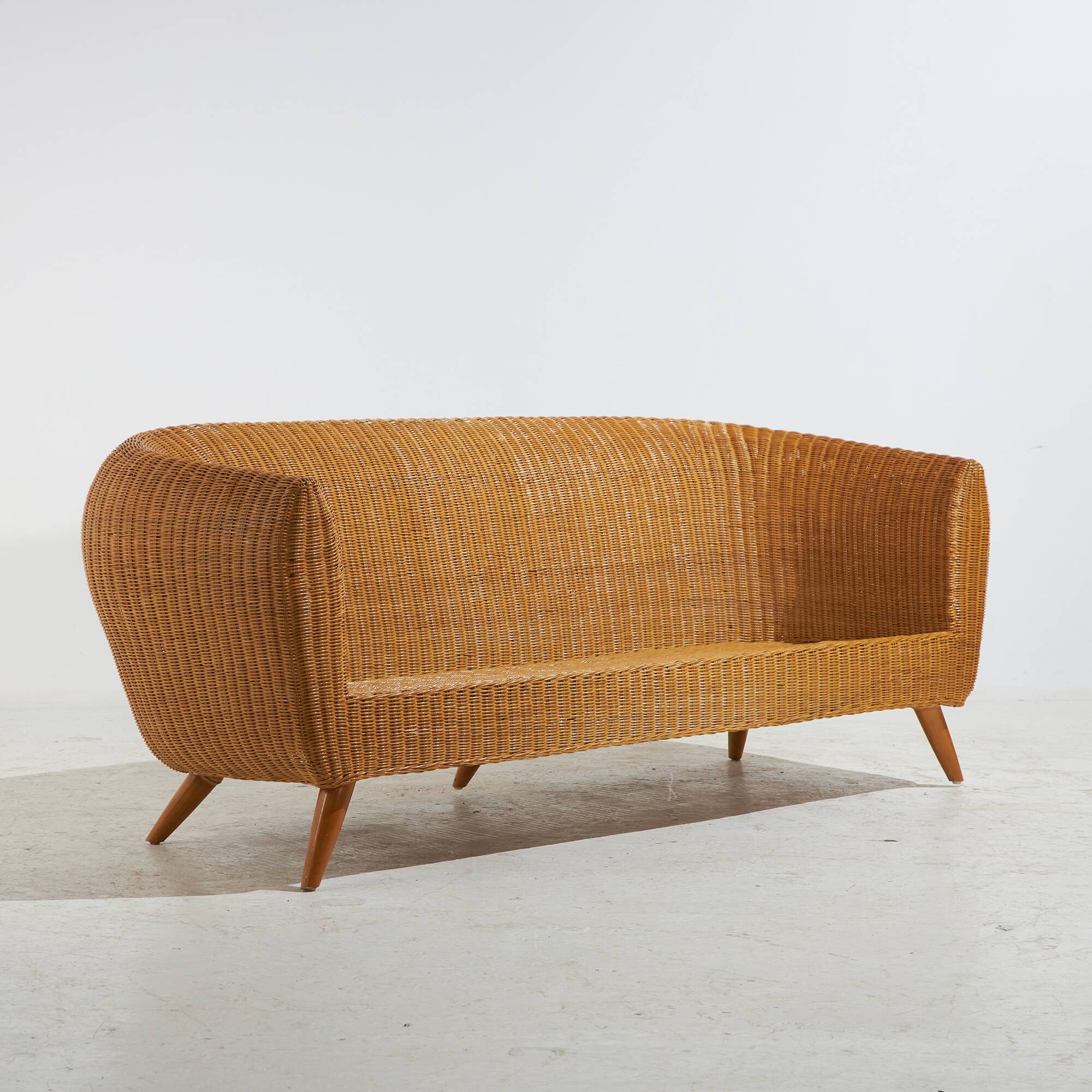 Oak & Rattan Sofa, 1970s (MK10668)