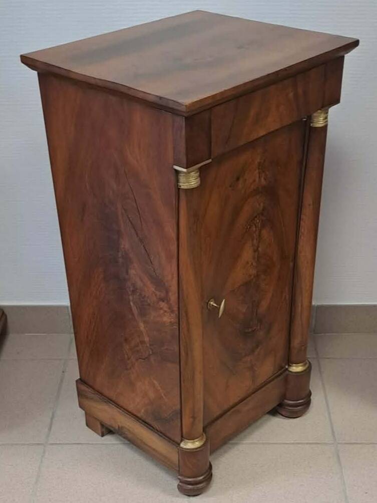 Empire-style bedside table in walnut