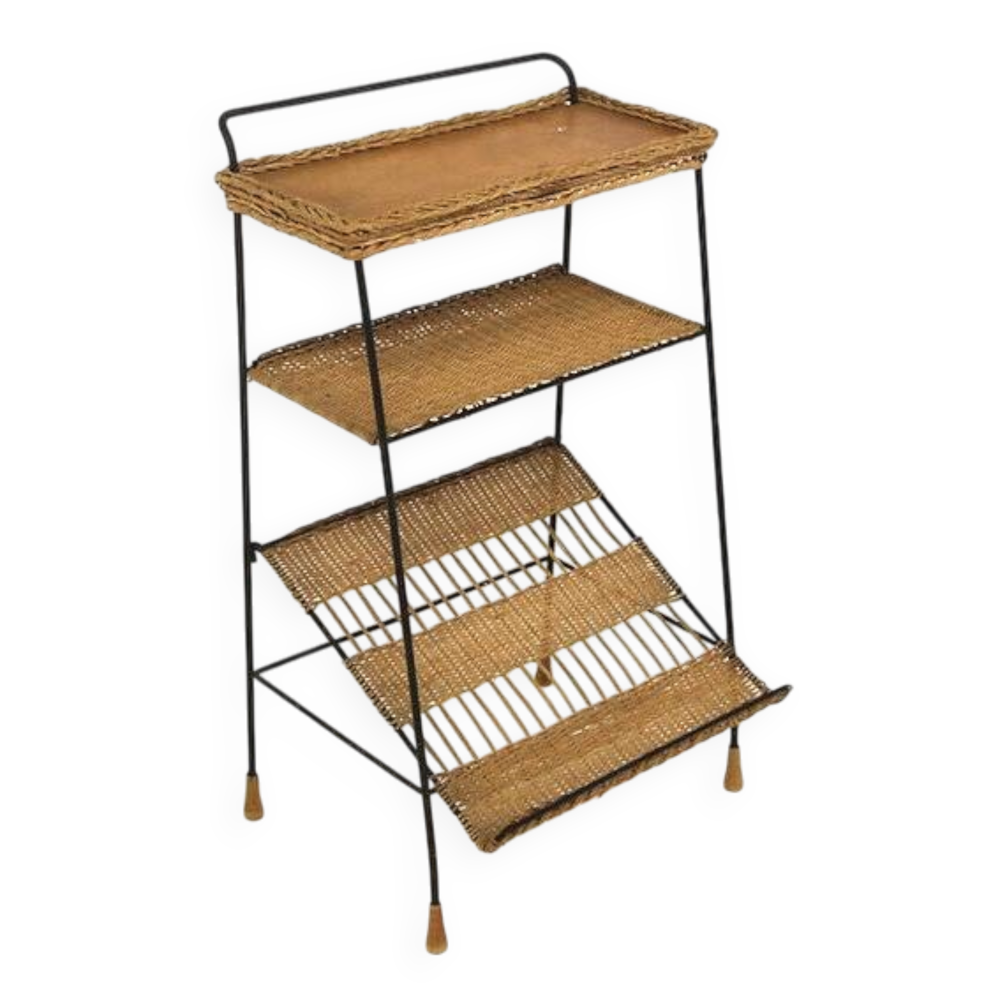 Scandinavian rattan magazine rack, Sweden, 1950s