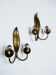 Pair of Spanish foliage wall sconces, leaf arms & bud shades, gilt iron, 1960s