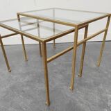 Tables basses gigognes Roger Thibier dorées 1960