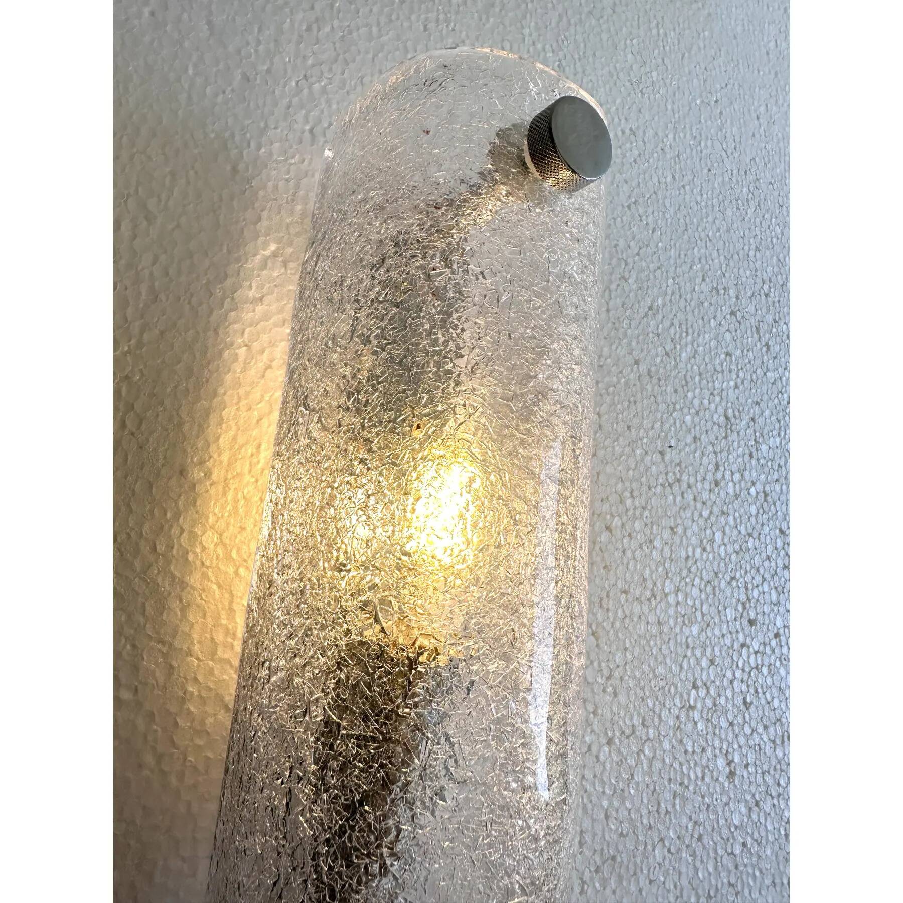Contemporary Modern Clear Graniglia ”Canalina" Murano Glass Wall Sconce-Set