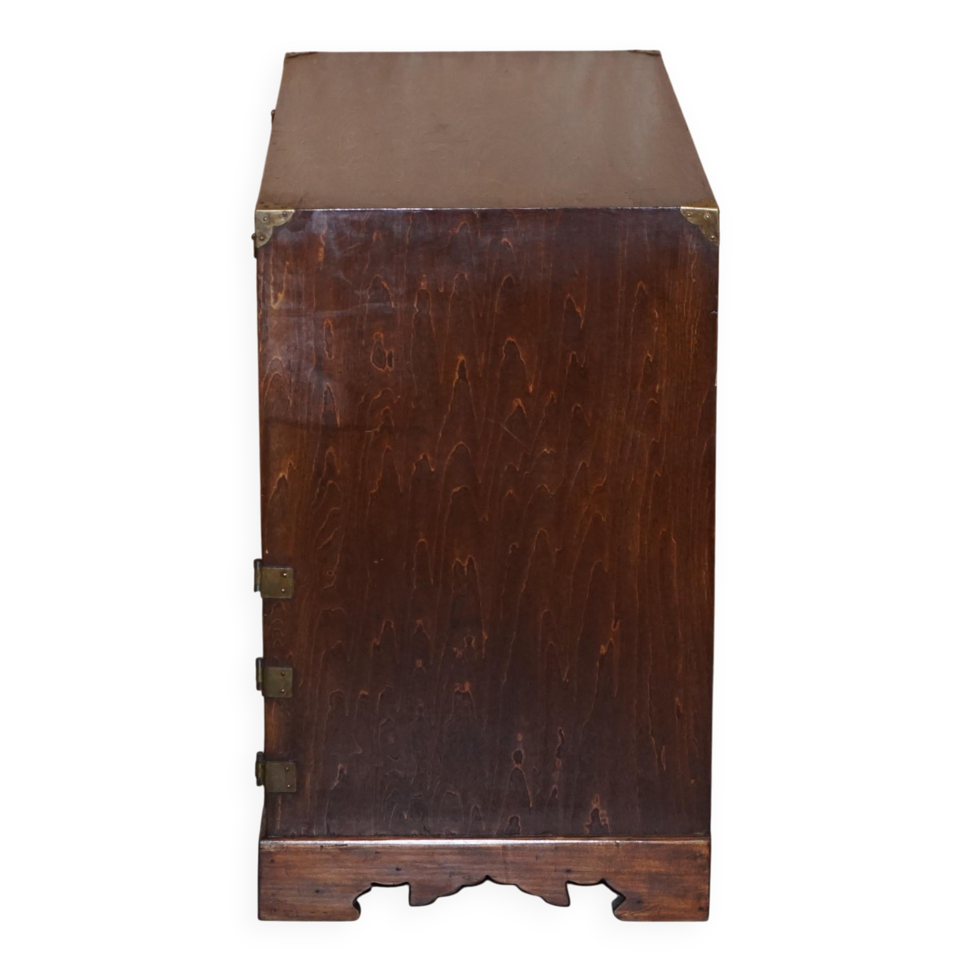 Elm apothecary cabinet with cupboard base