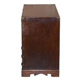 Elm apothecary cabinet with cupboard base