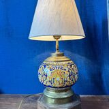 Gien lamp – blue earthenware and brass – early 20th century