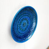 Large wall plate Rimini Blu Italian mid-century by Aldo Londi for Bitossi, 1960s.
