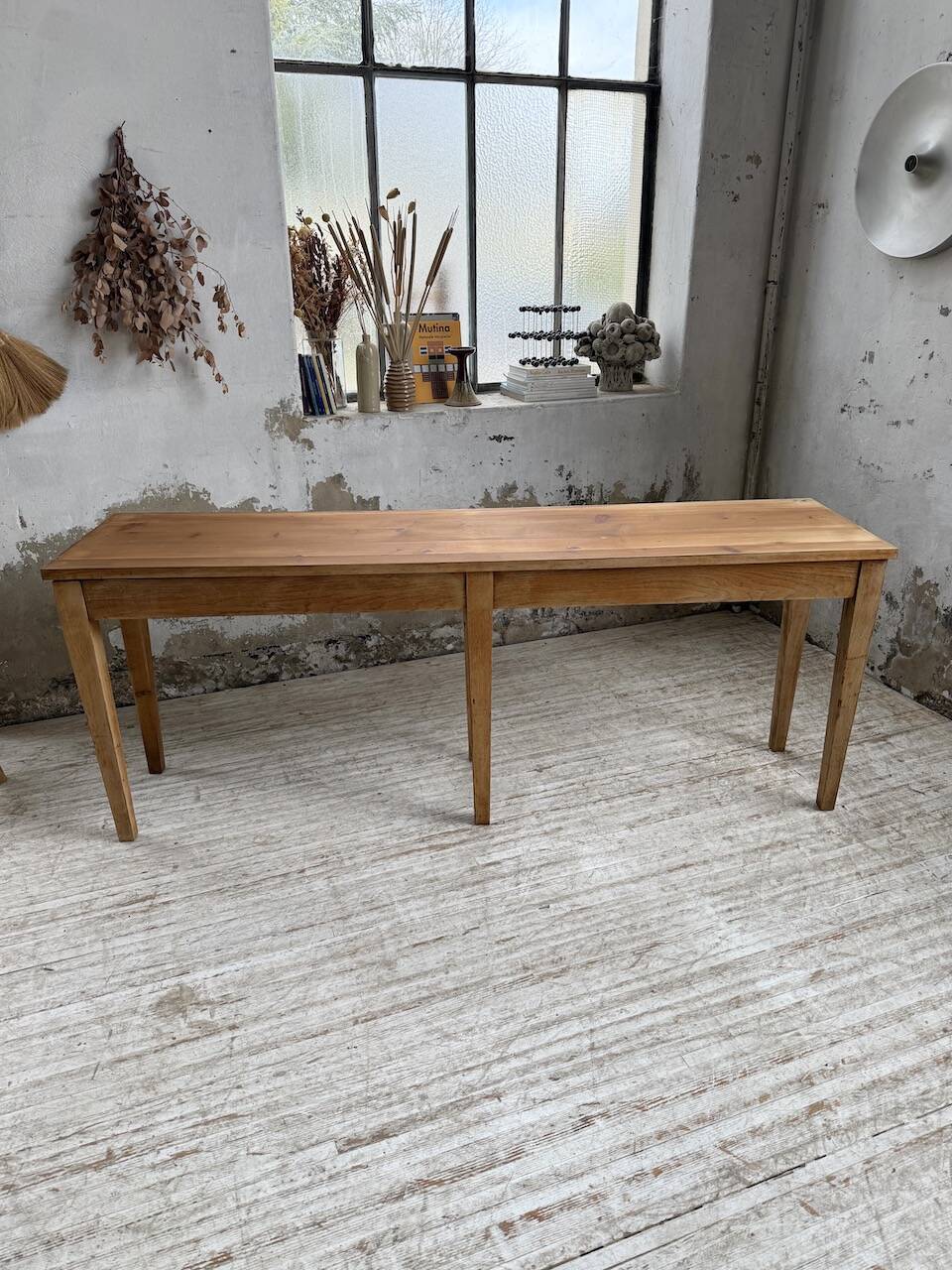Oak and pine farmhouse console table
