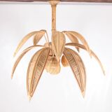 Coconut tree & palm tree pendant light in natural rattan