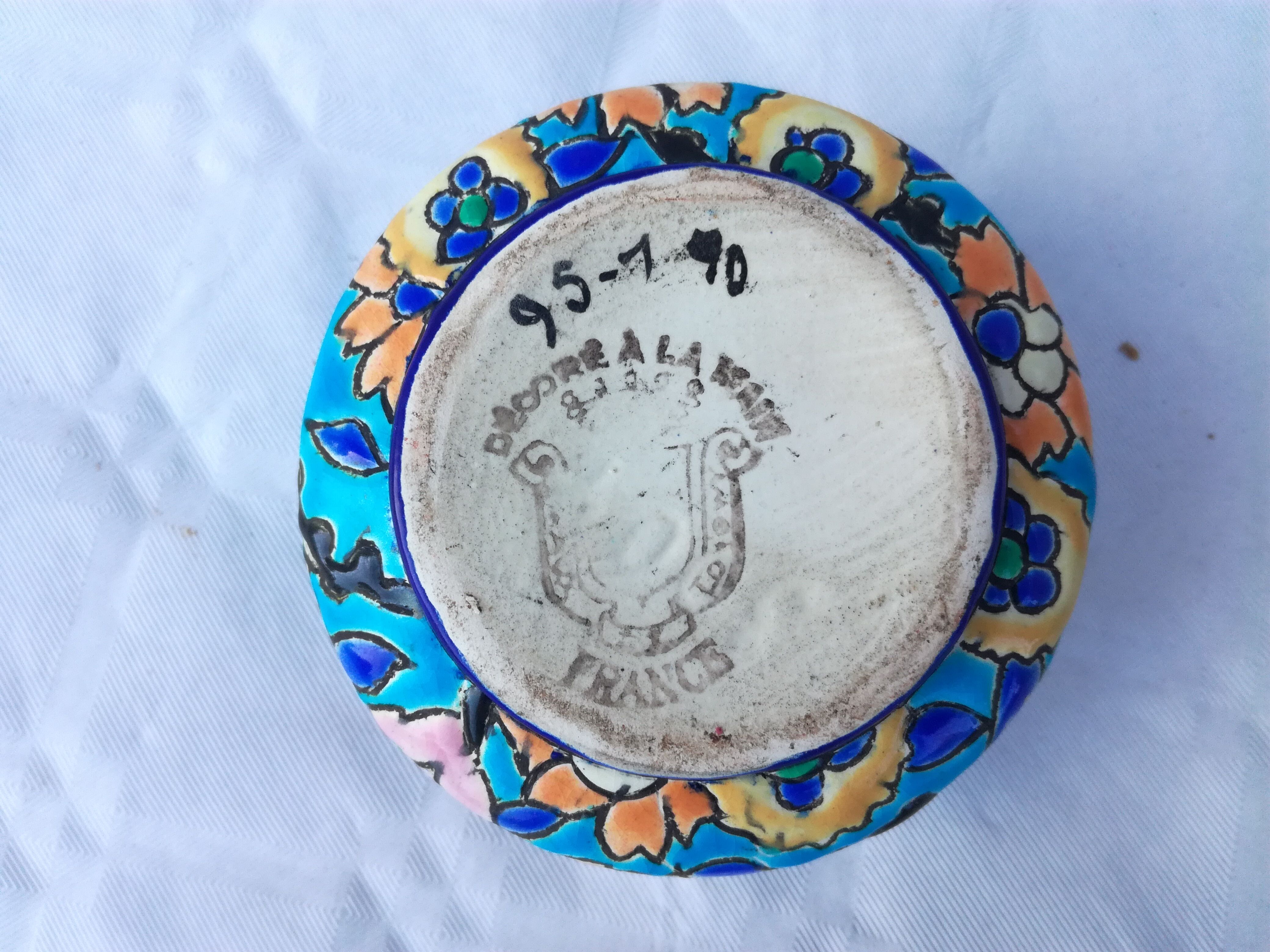 Faience vase and longwy enamels