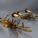 Pair of Hollywood Regency Style Gilt Metal Double-Arm Wheat Sconces, 1970s