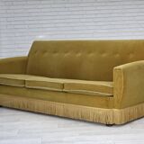 1970s, Danish 3-seater sofa, original light green furniture velour.