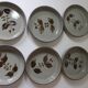 6 assiettes creuses vintage à décor de fleur en grès Arnon