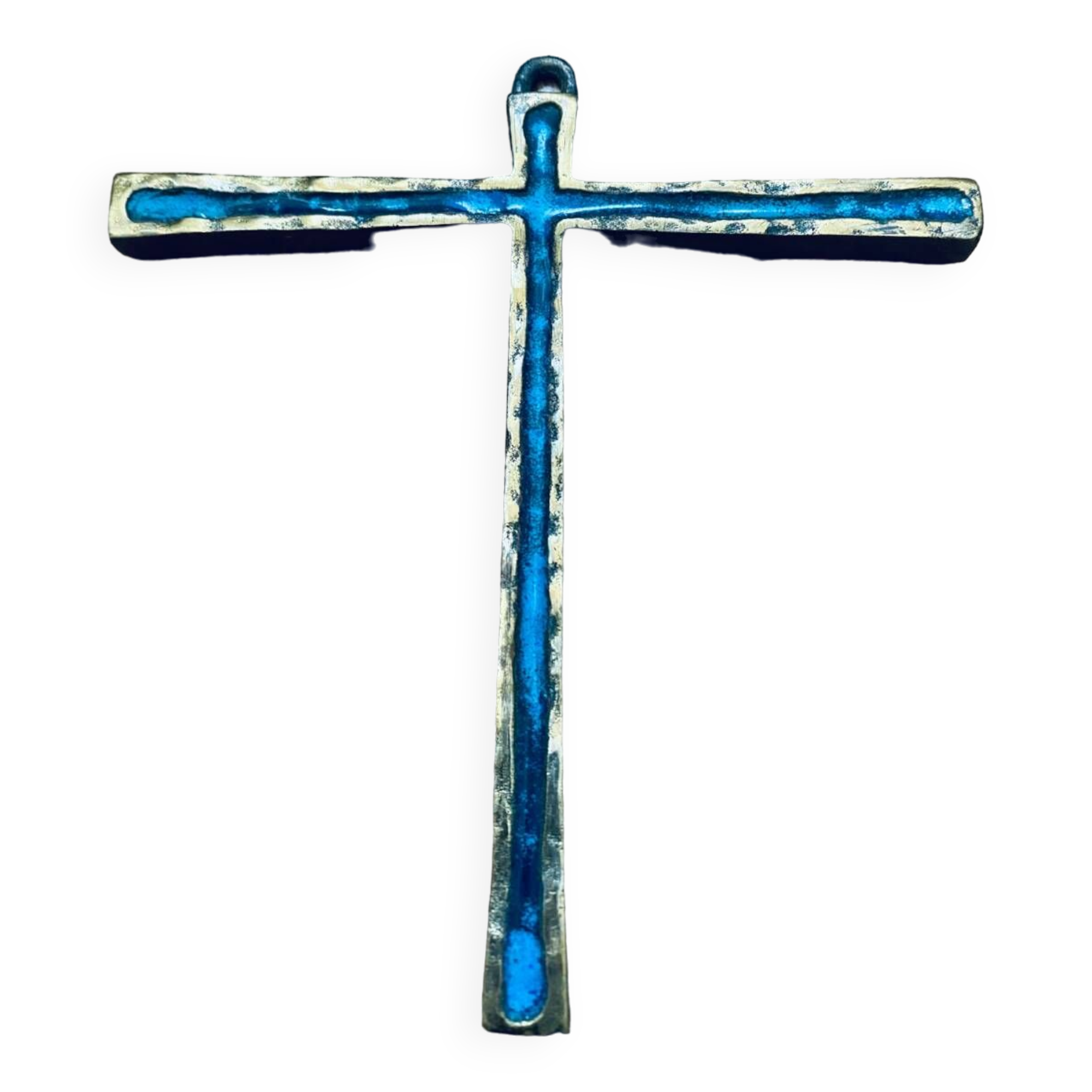 Piéchaud enameled bronze wall cross.