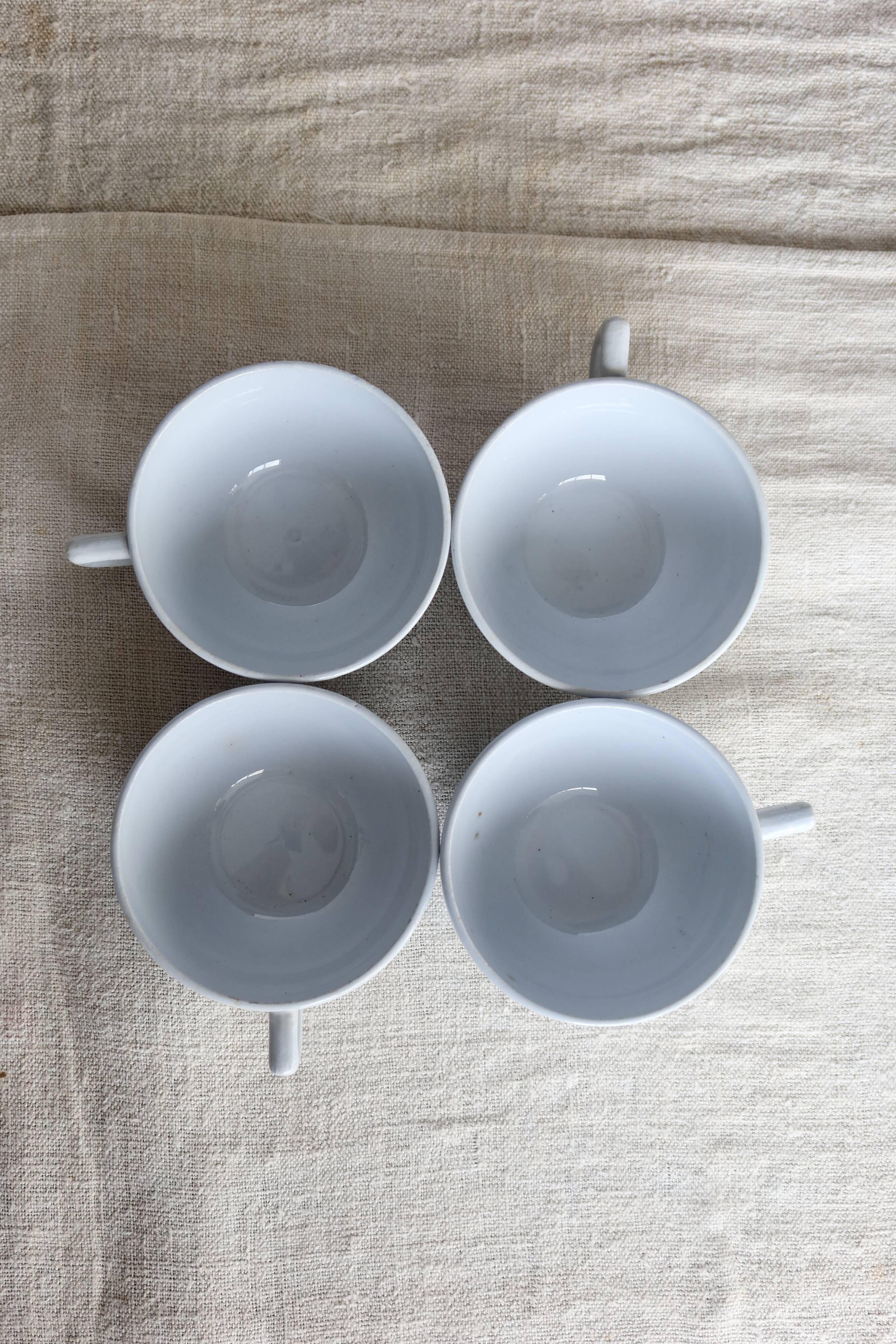 4 vintage ironstone coffee cups in sky blue – Digoin