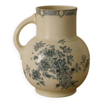 Antique earthenware wash jug from Terre de Fer – Salins – Marguerite decoration