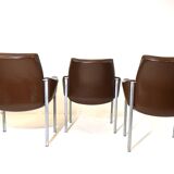 Röder Söhne Set of 3 leather office/dining room chairs by Miller Borgsen