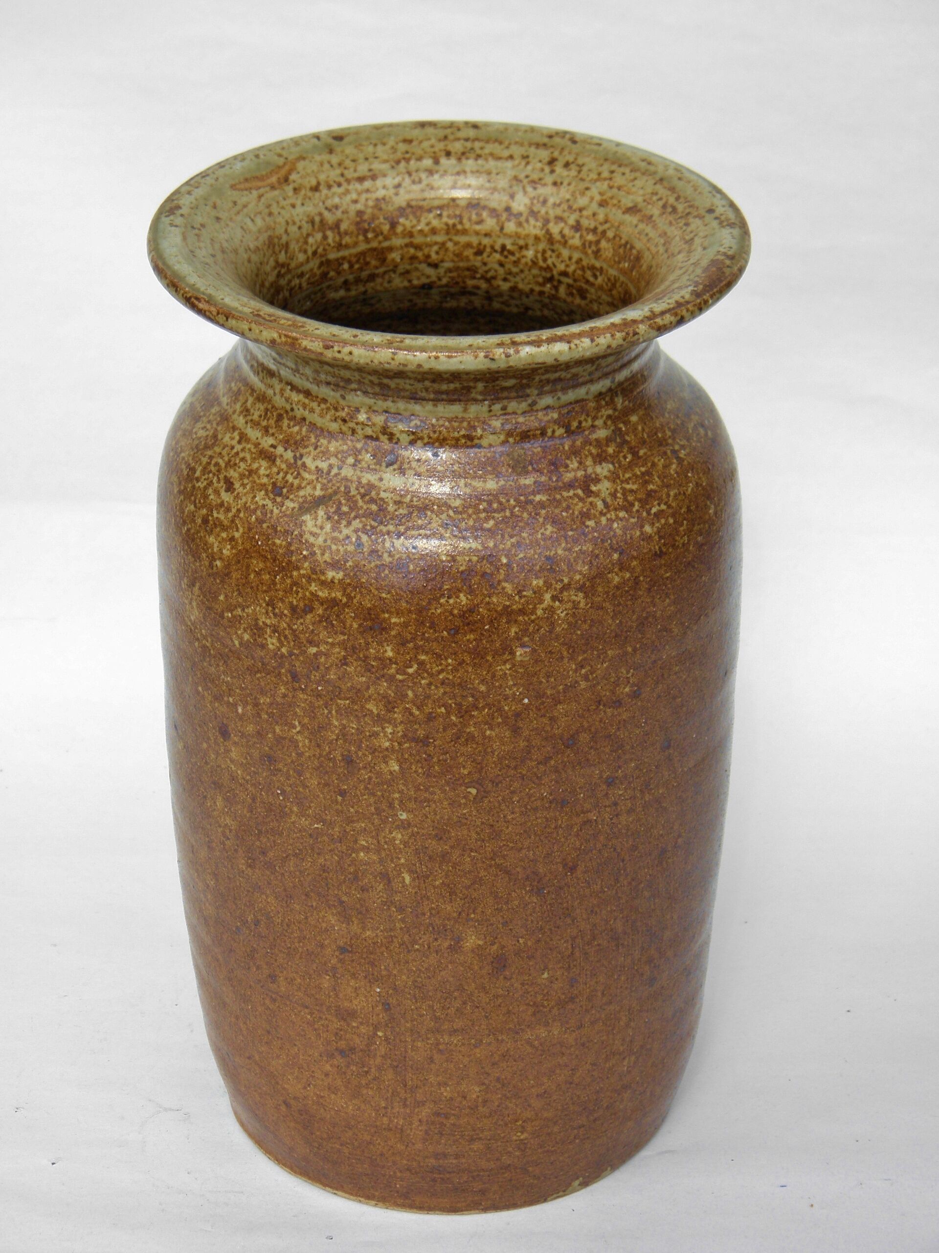 Enamelled sandstone vase 21 cm