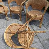 Set of 4 rattan armchairs