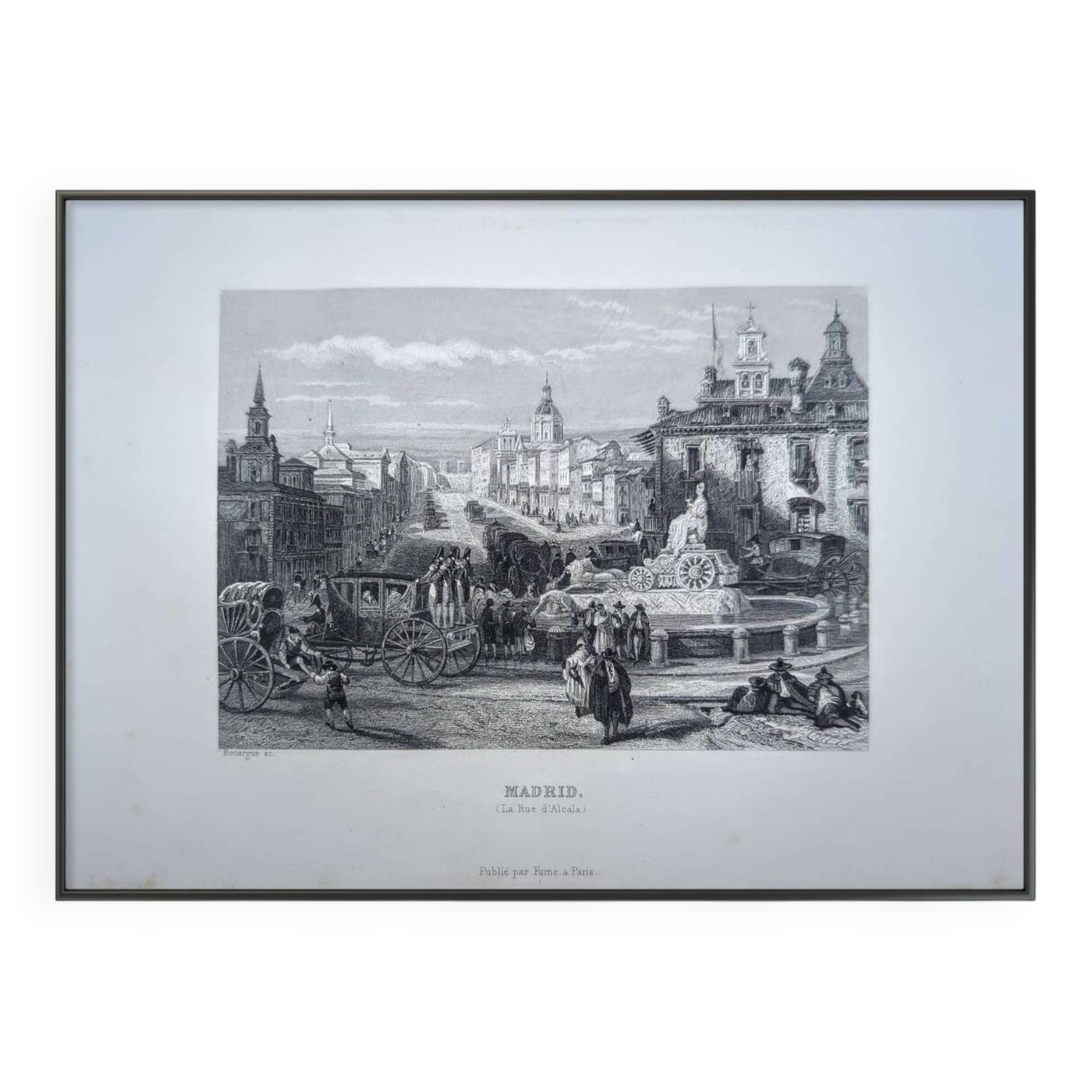 Madrid, Alcalá Street. Old engraving, printed in 1841.