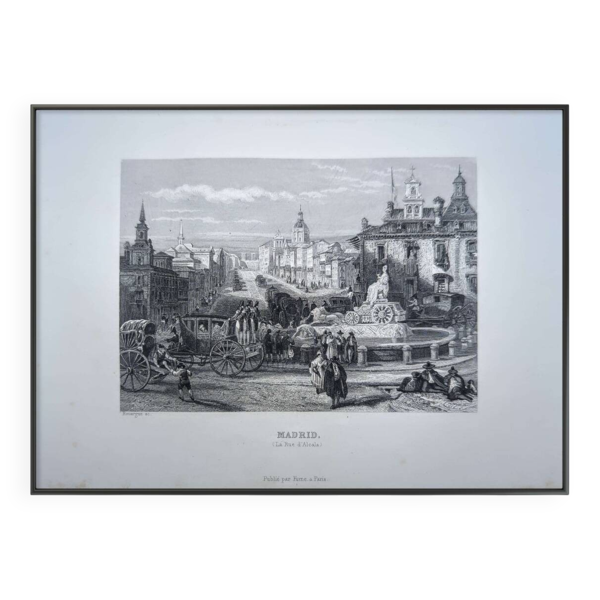 Madrid, la rue d'Alcalá. Gravure imprimée en 1841 — Beyit