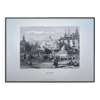 Madrid, Alcalá Street. Old engraving, printed in 1841.