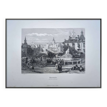 Madrid, Alcalá Street. Old engraving, printed in 1841.