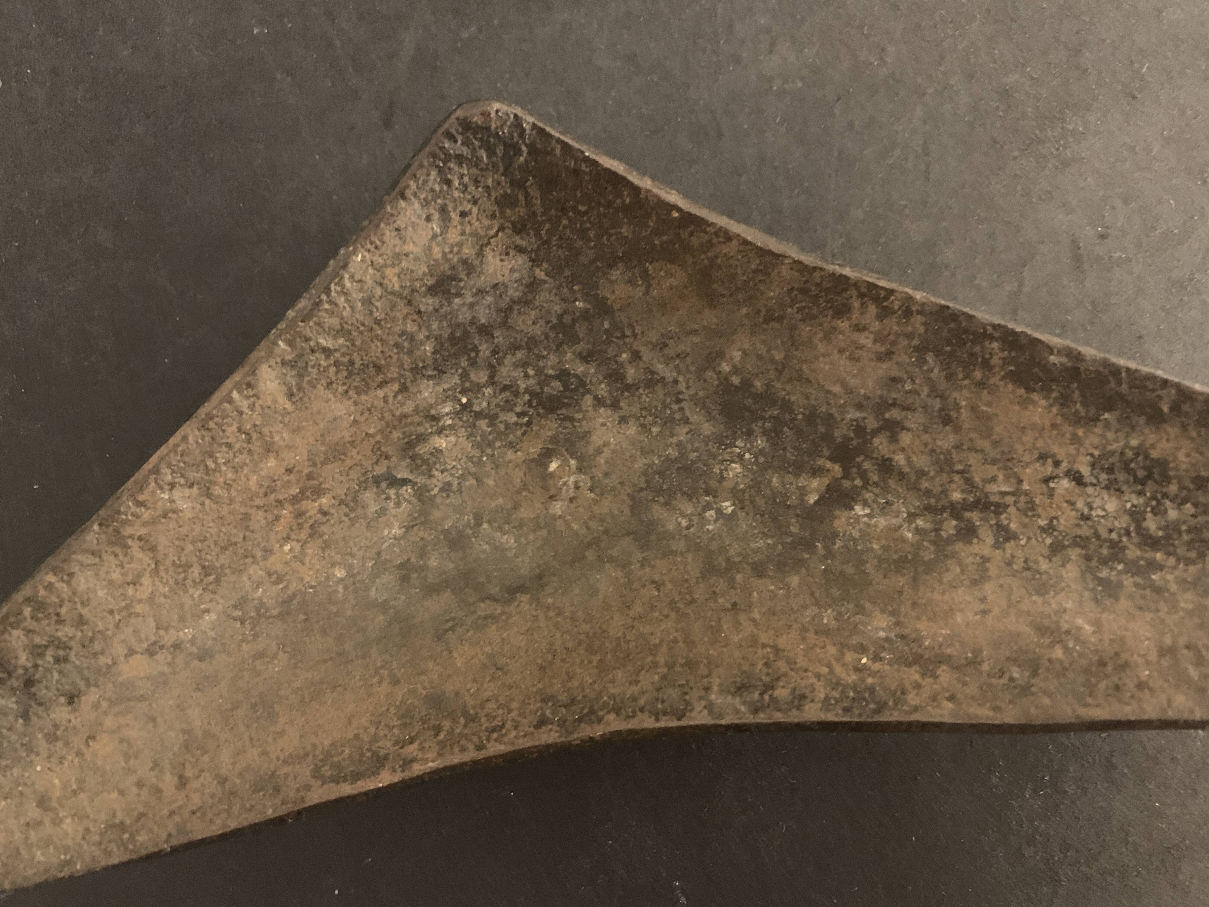 Brutalist metal ashtray or empty pocket signed R. Roux, 1950