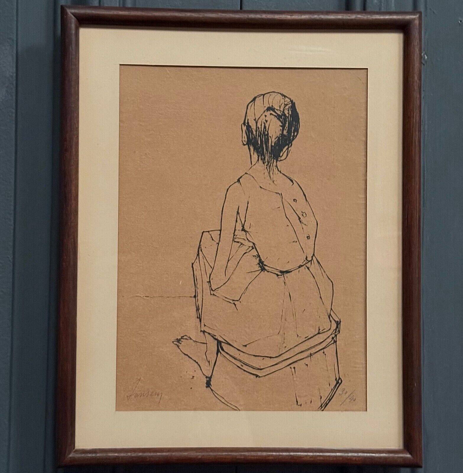 Lithograph countersigned by Jansem 30/40 woman from behind 20th century