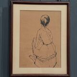 Lithograph countersigned by Jansem 30/40 woman from behind 20th century
