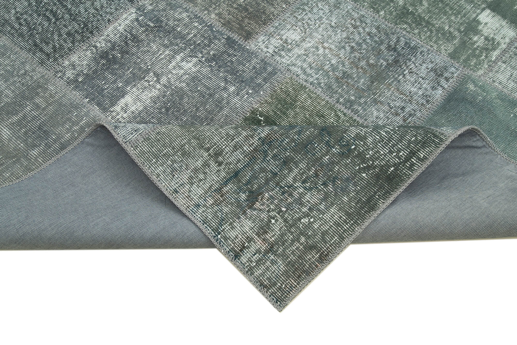 Hand-Knotted Turkish Vintage 171 cm x 242 cm Grey Patchwork Rug