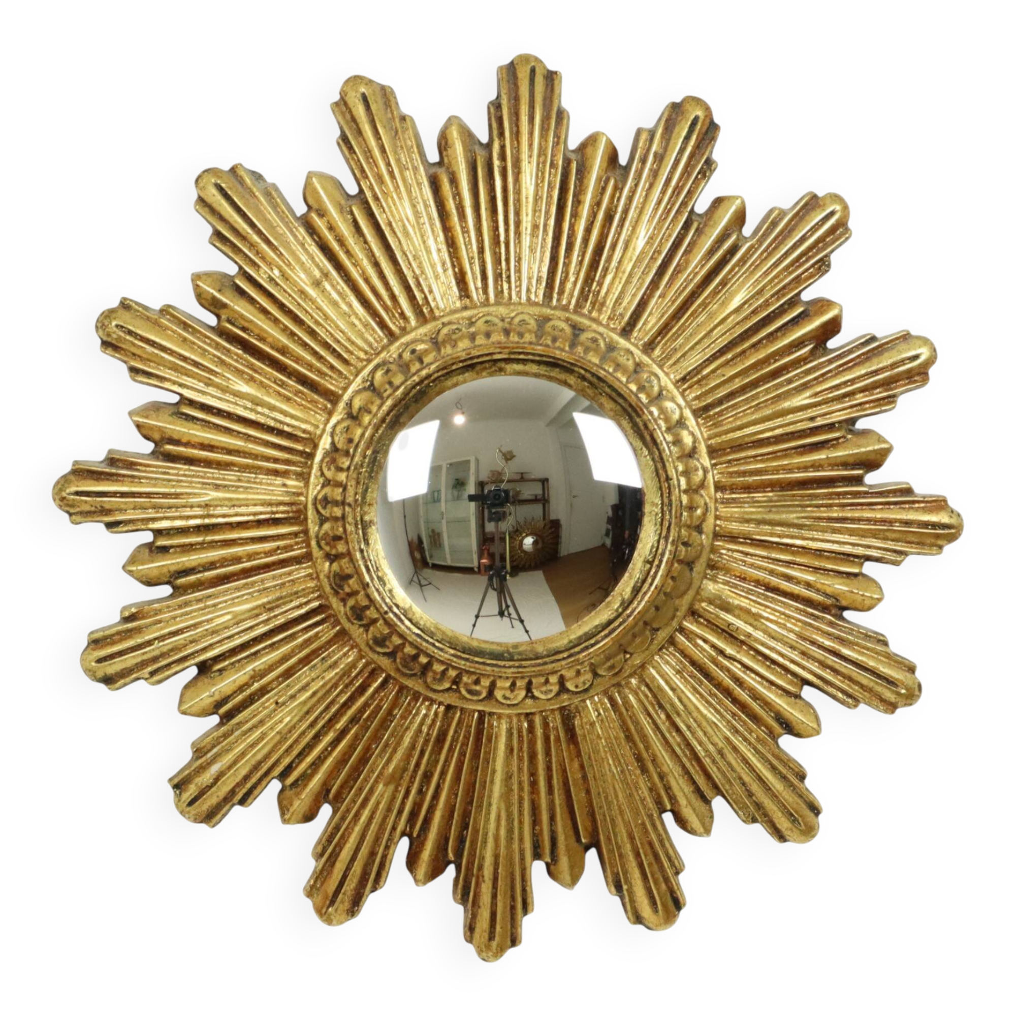 Small Sun Mirror Sunburst Mirror Gold Leaf Convex 24cm