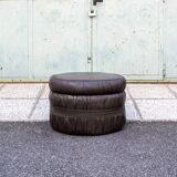 Pouf in vinile e legno con scaletta e scomparto, Italia Anni '60