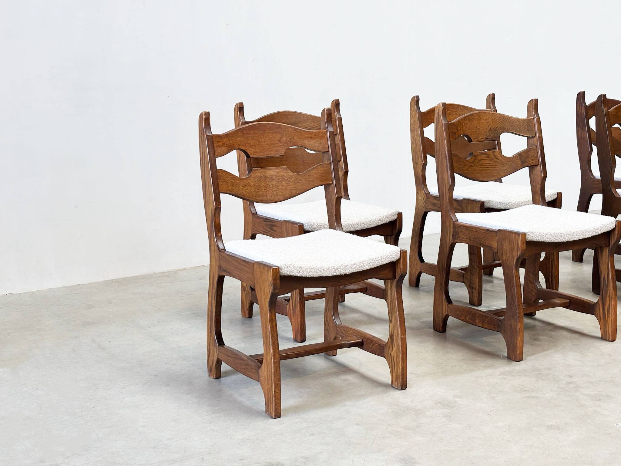 Set of six brutalist razorback dining chairs
