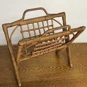 Vintage folding rattan magazine rack