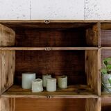 Factory locker cabinet, wood and green