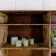 Factory locker cabinet, wood and green