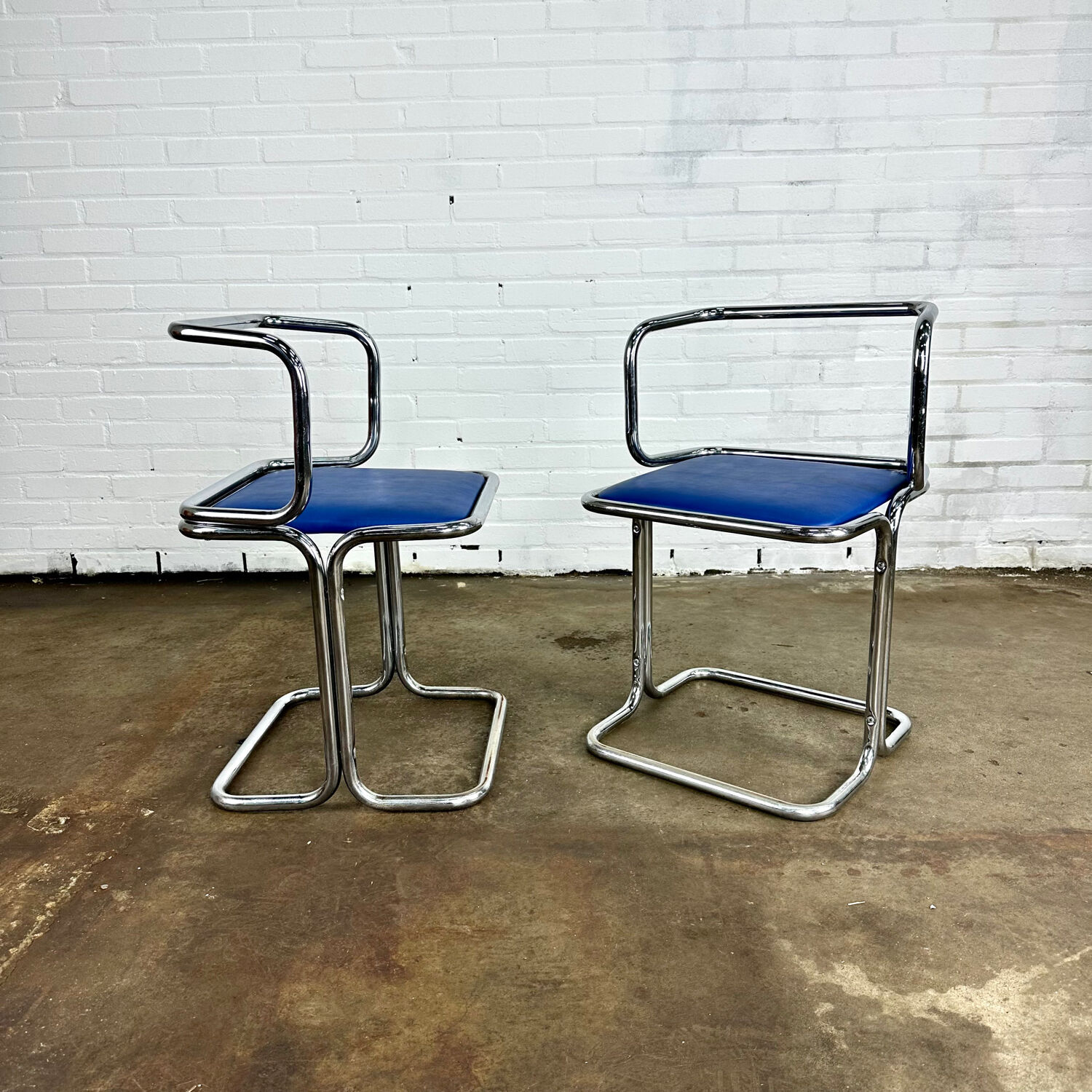 Vintage tubular frame dining room chairs
