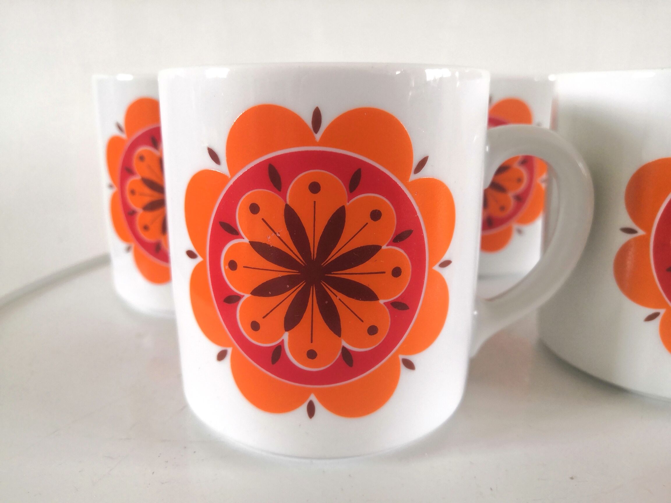4 mugs Bareuther Waldsassen Bavaria design 70s