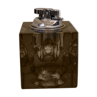 Grey glass table lighter - 70s