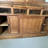 Large antique glass-fronted cabinet made of solid wood – Late 19th century