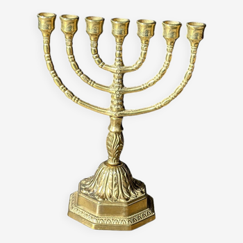 7-branched candlestick (Menorah) in brass.