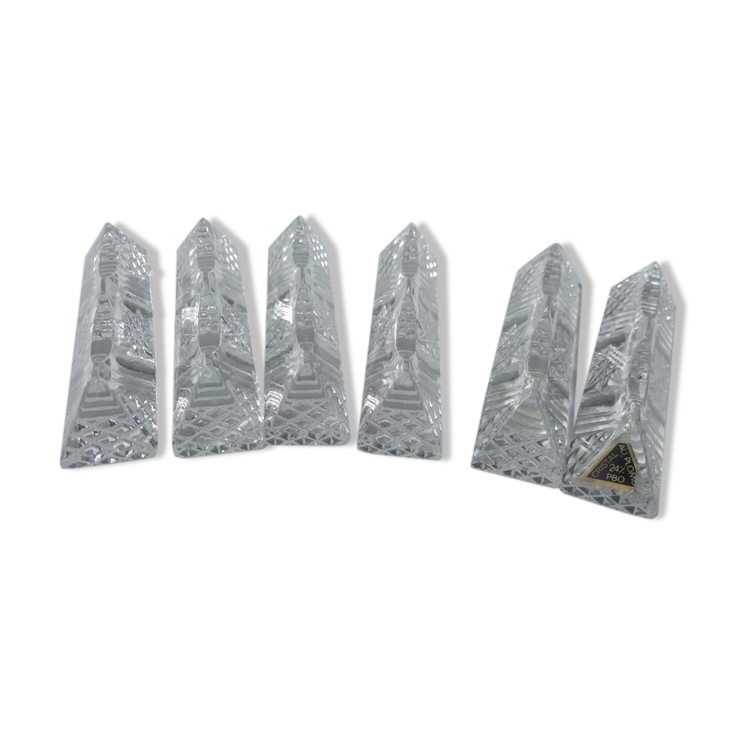 6 knife holders in cut crystal