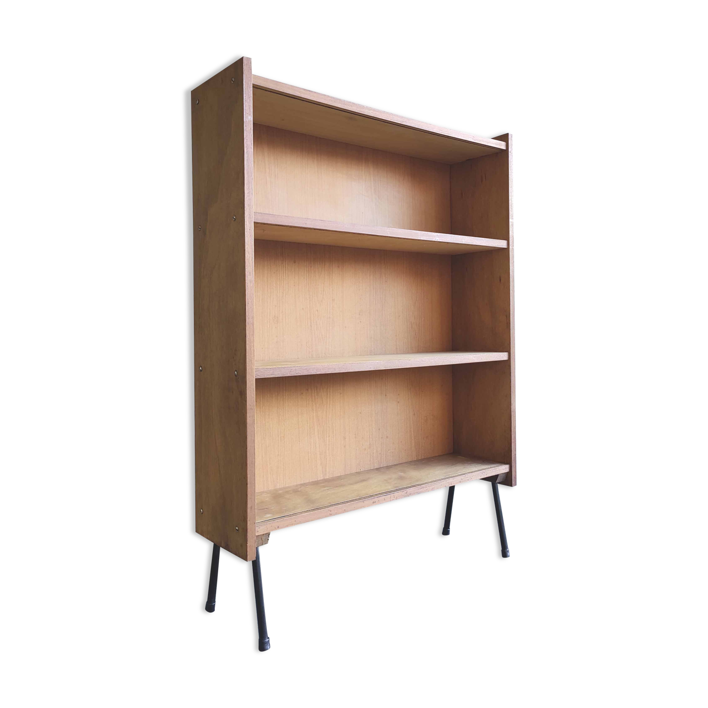 Bookcase wood and feet black metal